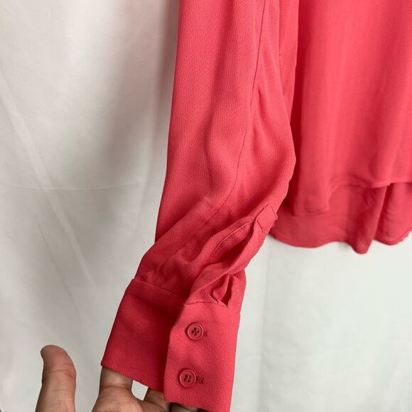 & Other Stories Long Sleeve Semi Sheer Coral Blouse - Picture 4 of 9